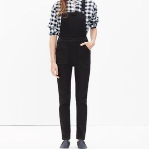 Madewell black denim cross-back overalls